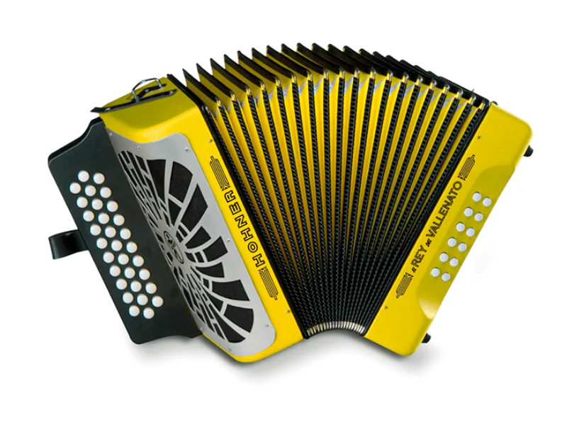 ACORDEÓN HOHNER REY VALLENATO BESAS AMARILLO A4966S